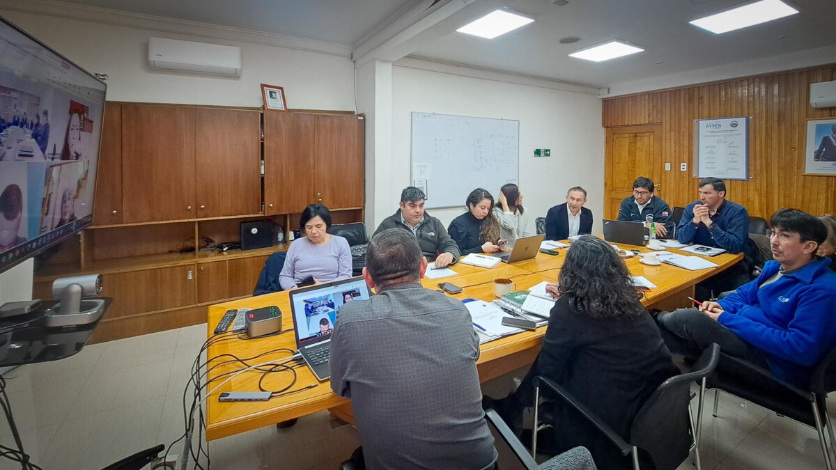 Autoridades y emprendedores de Aysén en reunión de Corfo para el desarrollo productivo regional.