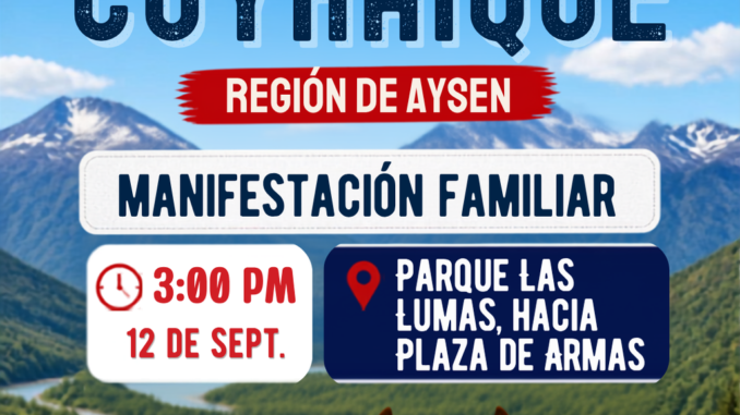 Manifestación familiar por tradiciones sin crueldad animal en la ciudad de Coyhaique